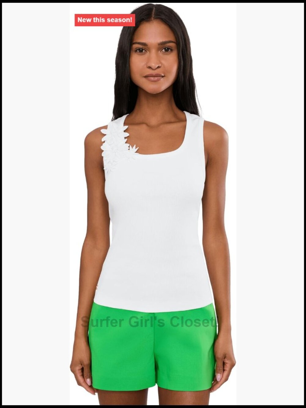 Sleeveless Scoop Neck Knit Tank Top with Floral Appliques